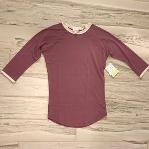 New LuLaRoe Purple Randy Shirt White Trim
